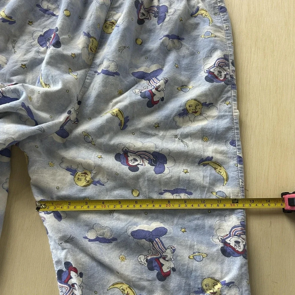 Vintage Disney Mickey Mouse Pajama Pants Size Large Blue Flannel Sleep Lounge - Picture 4 of 9